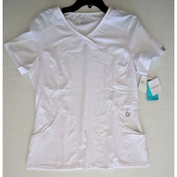 Cherokee Infinity 2625A Women's Sz Medium White Mock Wrap Scrub Top - Picture 1 of 7